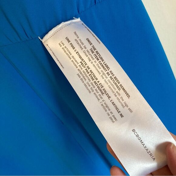 BCBGMaxAzria Maxi Dress Women 10 French Blue Asymmetric Neck Sleeveless NWT!! - Picture 15 of 16